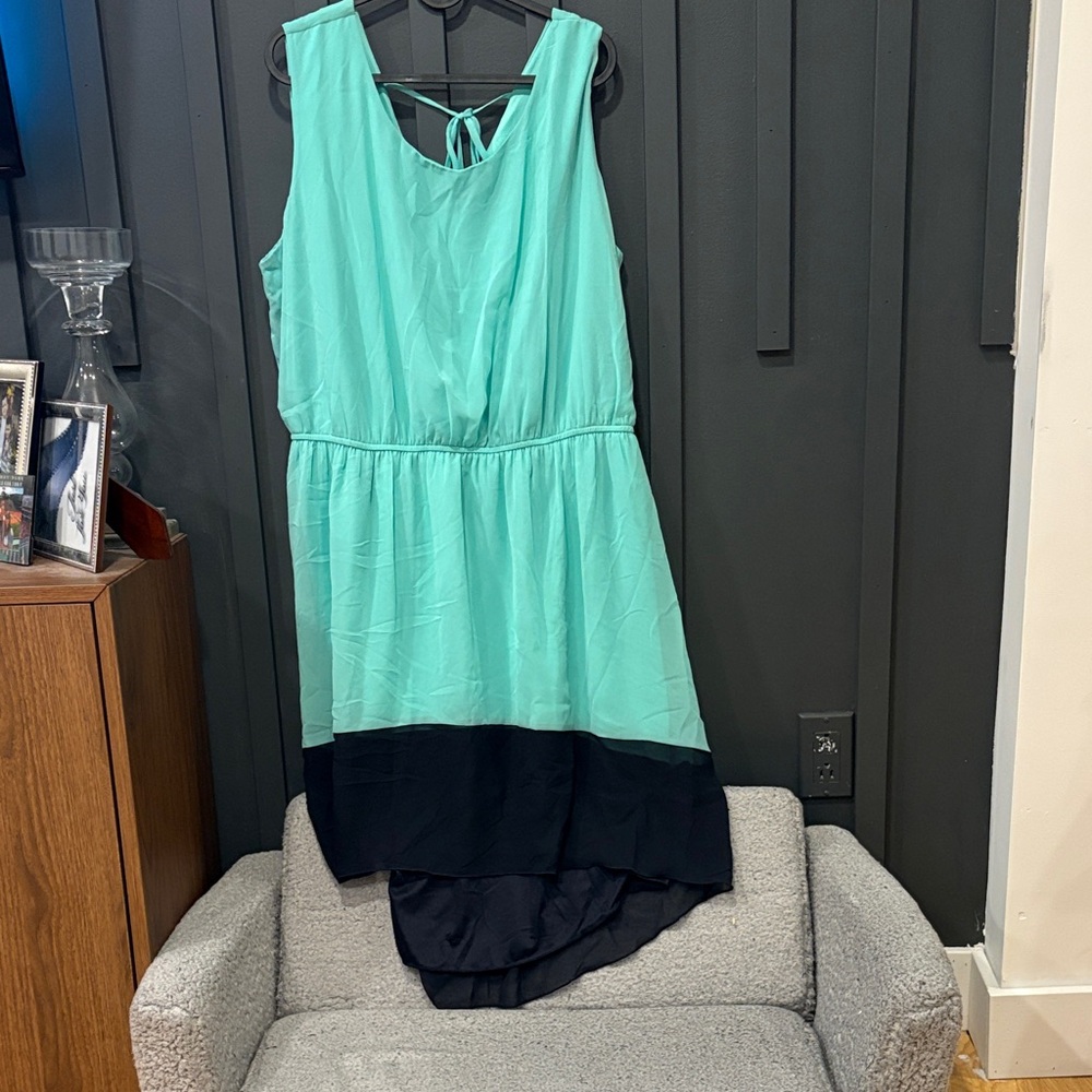 Turquoise and navy Sleeveless Dress